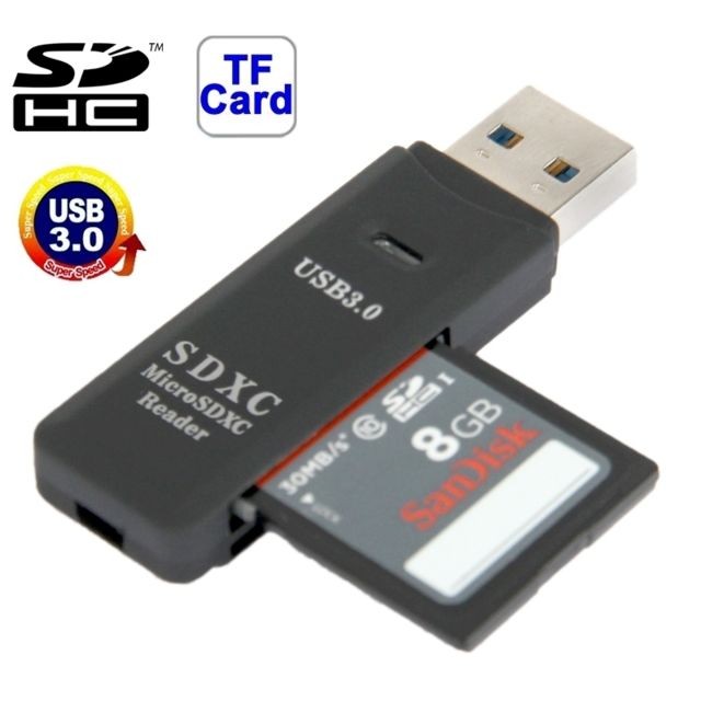 Wewoo - Lecteur de carte USB 3.0 noir Super Speed, SD / Micro SD - Lecteur carte mémoire