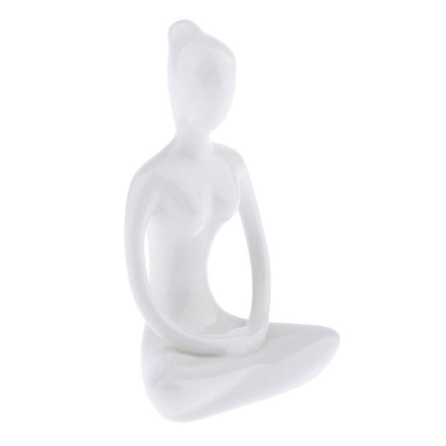 marque generique Yoga en céramique Figure Ornement Statue Sculpture Zen Garden Desk Decor Style-03
