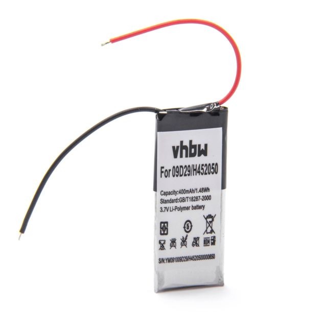 Vhbw - vhbw Li-Polymer Batterie 400mAh (3.7V) pour casque audio Albrecht Rider, Rider FM comme H452050, 09D29. Vhbw  - Accessoires sport connecté