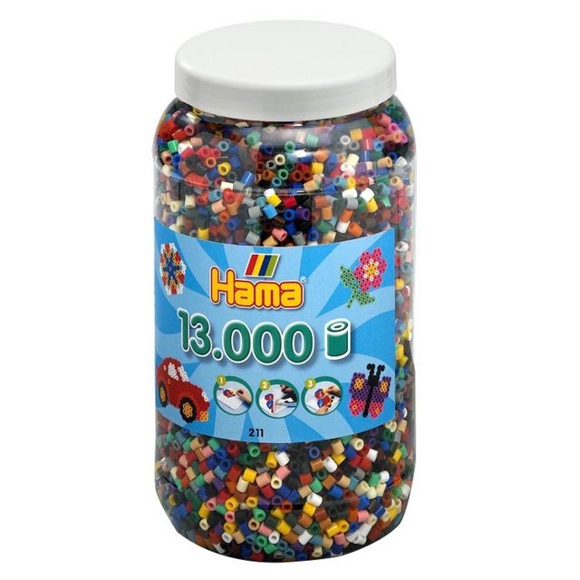 Hama - Pot de 13000 perles Hama Midi : 22 couleurs Hama  - Perles Hama