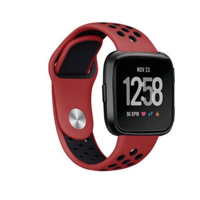 marque generique - YP Select Bande de sport en silicone avec trous de ventilation Sangles de rechange pour Fitbit Versa Smartwatch-Rouge Noir marque generique  - Bracelet connecté