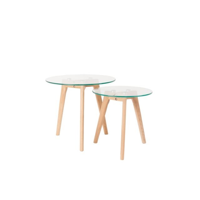 Tables basses Boite A Design Tables basses scandinave BROR en verre et chêne massif - set de 2