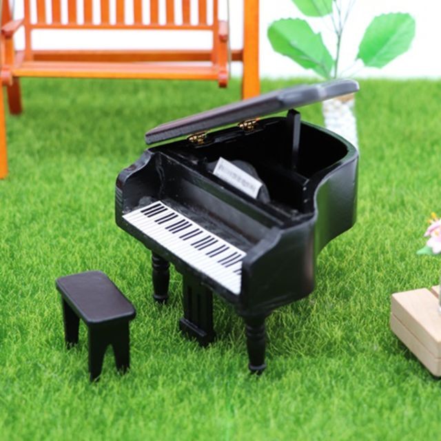 Generic - 1:12 meubles de maison de poupée Miniature en bois Mini Grand Piano enfants semblant jouer jouet - Noir - Generic