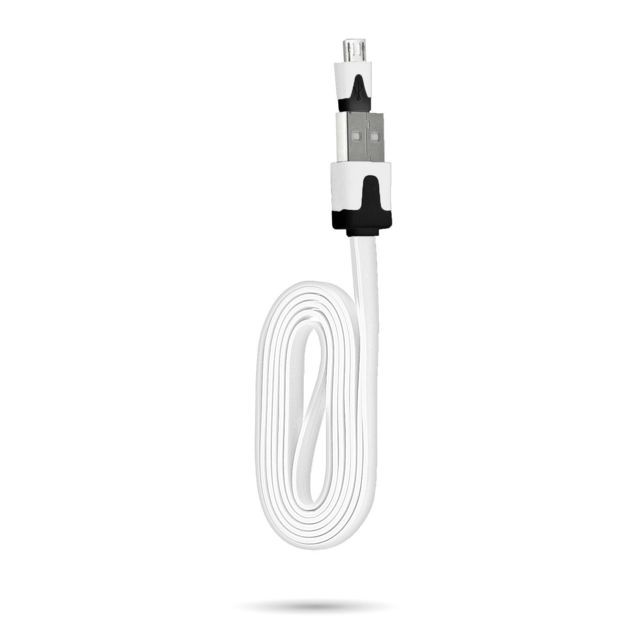 Shot Cable Chargeur pour SONY Xperia XA Ultra USB / Micro USB 1m Noodle Universel Connecteur Syncronisation (BLANC)