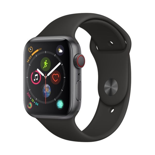 Apple - Watch Series 4 - 44mm - Alu Gris Sidéral / Bracelet Sport Noir Apple  - Apple Watch Gps + cellular