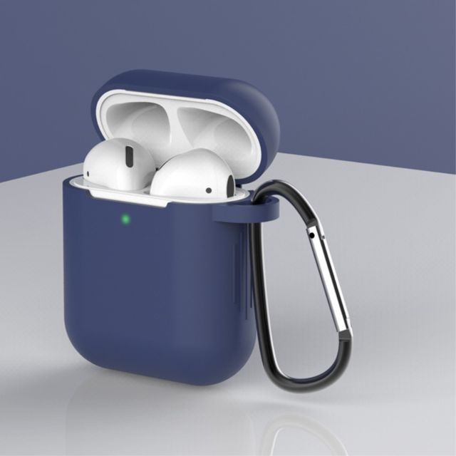 marque generique - Coque en silicone anti-poussière avec boucle bleu foncé pour votre Apple AirPods (2016)/(2019) marque generique  - Accessoire Smartphone