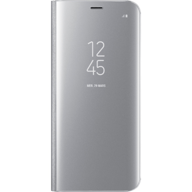 Coque, étui smartphone Samsung Clear View Fonction Stand  Galaxy S8 Plus - Argent