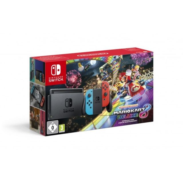 Nintendo - Switch 2019 Neon + Mario Kart 8 Deluxe Nintendo  - Idées cadeaux pour Noël Jeux et Consoles