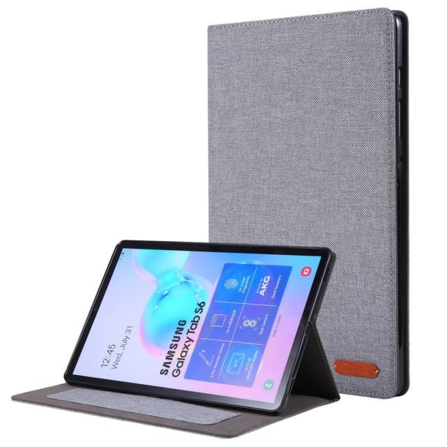Housse, étui tablette Generic Etui en PU texture de tissu avec support et porte-cartes gris pour votre Samsung Galaxy Tab S6 SM-T860/T865
