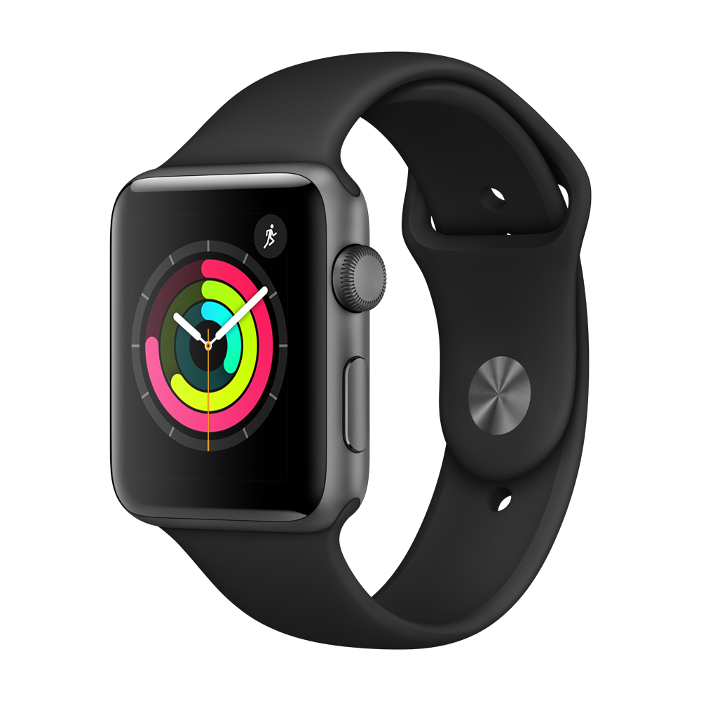 Apple Watch Apple Watch 3 - 42 - Alu noir / Bracelet Sport noir