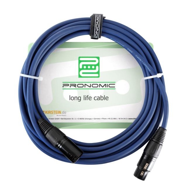 Pronomic - Pronomic Stage DMX3-20 DMX câble 20m bleu avec contacts dorés - Pronomic