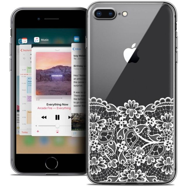 Caseink - Coque Housse Etui Apple iPhone 8 Plus (5.5 ) [Crystal Gel HD Collection Spring Design Bas dentelle - Souple - Ultra Fin - Imprimé en France] Caseink  - Caseink
