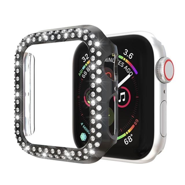 marque generique - Coque en TPU décor en strass à deux rangées noir pour votre Apple Watch Series 4 44mm marque generique  - Accessoires bracelet connecté