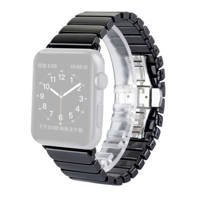 Accessoires Apple Watch Wewoo Bracelets de montre en céramique noir pour Apple Watch Series 3 & 2 & 1 42mm bande de montre-bracelet en délicate