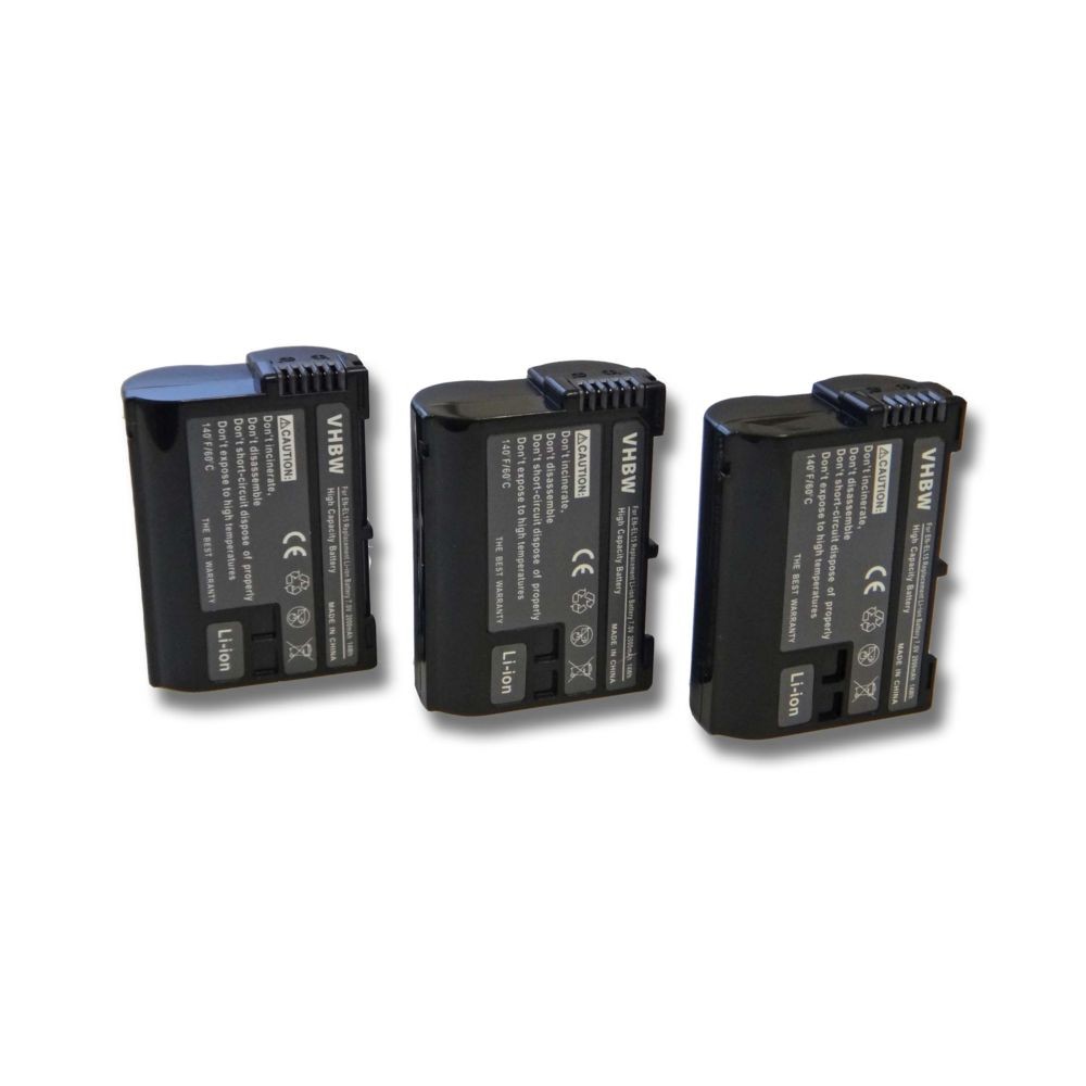 Vhbw vhbw 3x batterie pour caméscope compatible avec Nikon poignée d'alimentation MB-D11, MB-D12, MB-D14 appareil photo (2000