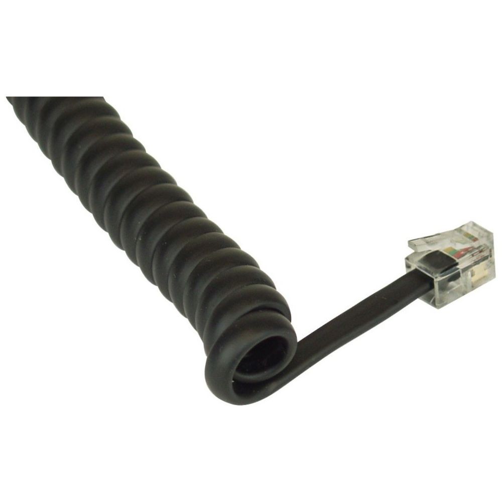 Accessoires Téléphone Fixe Inline Câble spirale RJ10 mâle/mâle, max. 4m noir, affecté 1:1