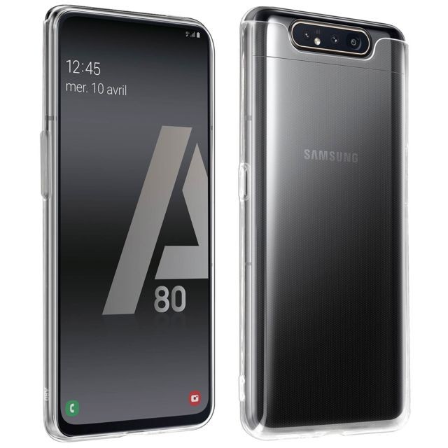 Avizar - Coque Samsung Galaxy A80 Silicone Souple et Film Verre Trempé 9H Transparent - Accessoire Smartphone Samsung galaxy a80