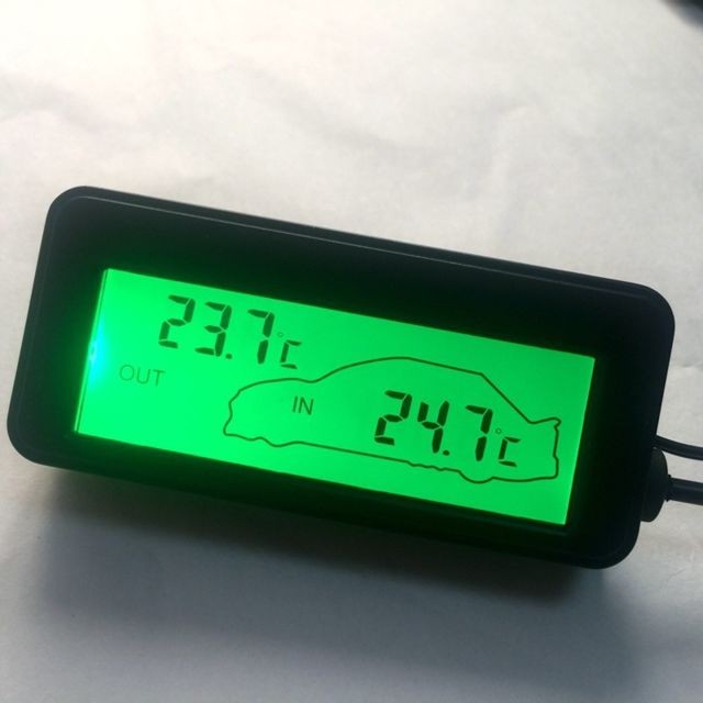 Appareils de mesure dc12v voiture numérique thermomètre rétro-éclairage lcd voiture intérieur / extérieur temp comme décrit bleu