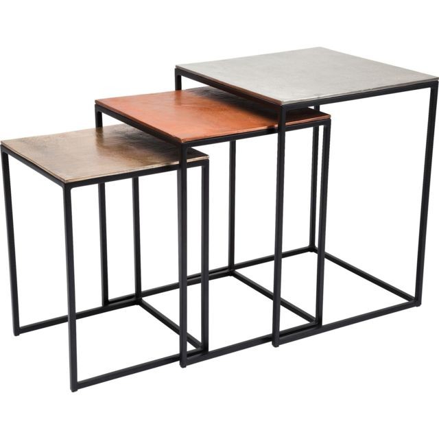 Karedesign - Tables d'appoint loft Square Vintage set de 3 Kare Design Karedesign  - Tables d'appoint Carrée