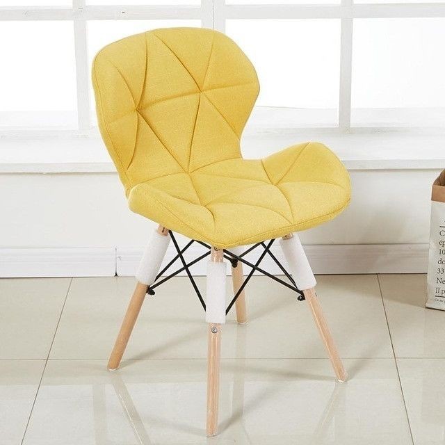Wewoo - Tabouret de maison simple moderne retour chaise de bureau de maquillage de salle à manger papillon jaune - Chaise de bureau Chaises