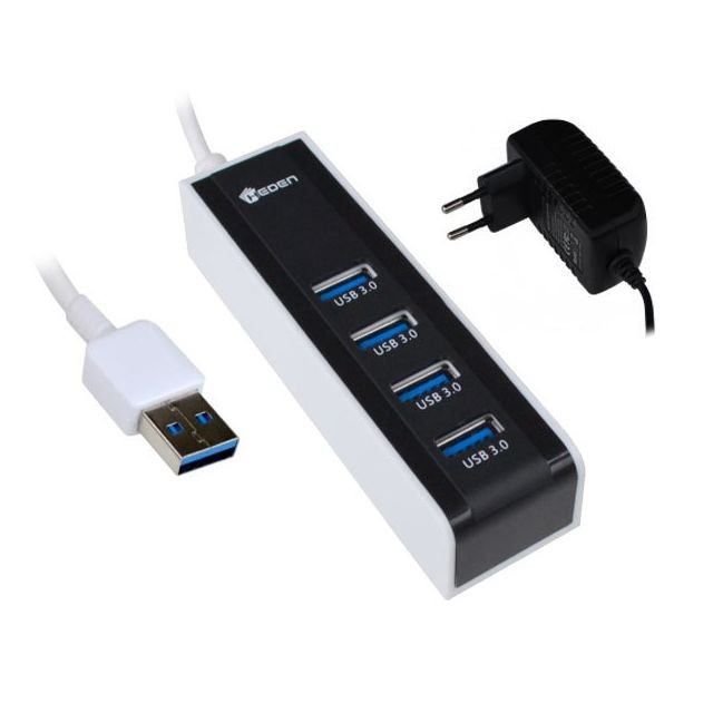 Heden - HEDEN hub USB 3.0 (4 ports) avec bloc d'alimentation secteur - Hub