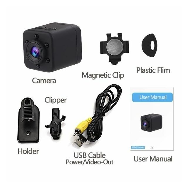 Totalcadeau Mini Camera espion Full HD 1080P vision nocturne noire