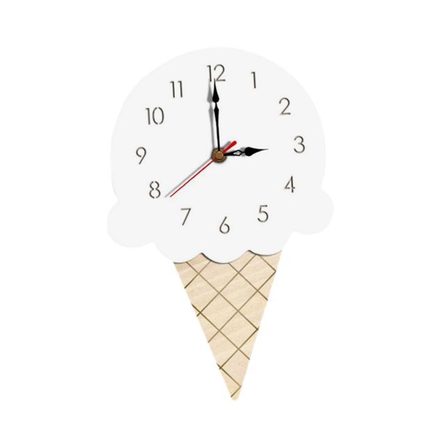 marque generique - Crème Glacée Créative De Dessin Animé Pour Enfants Horloge Murale Pendule Murale En Acrylique Blanc marque generique  - Dessiner enfants