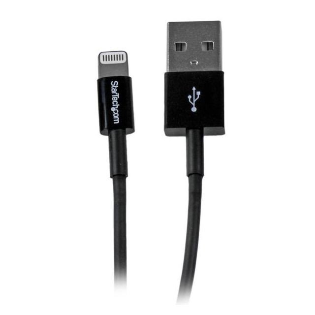 Startech - Câble Apple Lightning mince vers USB pour iPhone / iPod / iPad de 1m - Noir - Câble Lightning Startech