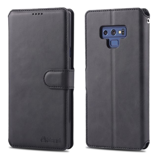 Wewoo - Housse Coque Pour Galaxy Note 9 AZNS Texture du mollet Etui en cuir avec rabat horizontal magnétique PU supportlogements cartes et cadre photo Noir Wewoo  - Coque, étui smartphone