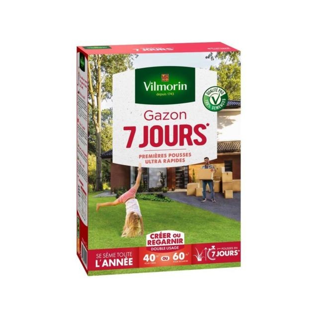 Vilmorin - VILMORIN Semences de gazon 7 jours - 1 kg Vilmorin - Entretien pelouse Jardinerie