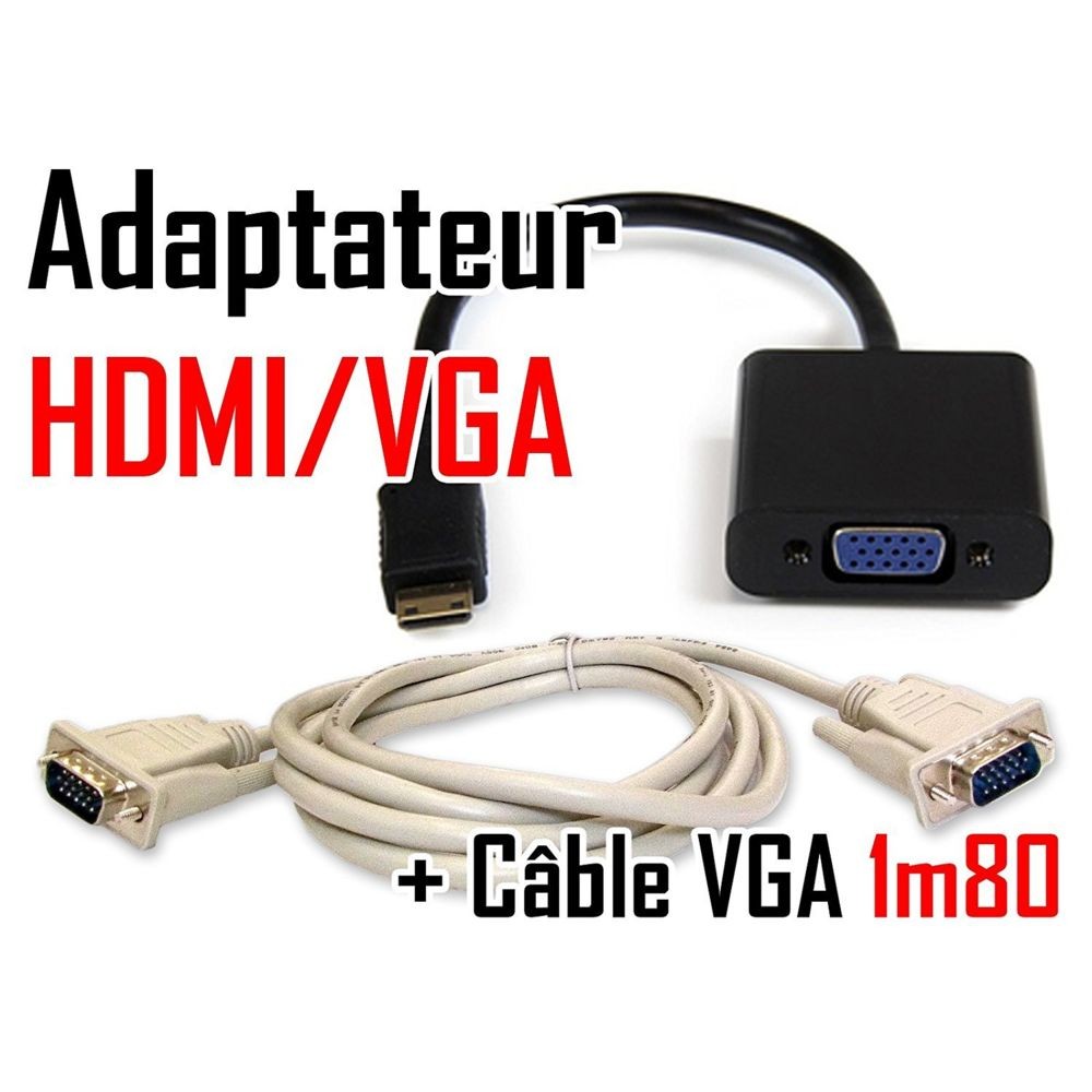 CABLING Câble Adaptateur Convertisseur HDMI Mâle à VGA Femelle + Cable VGA  M/M 1.8M