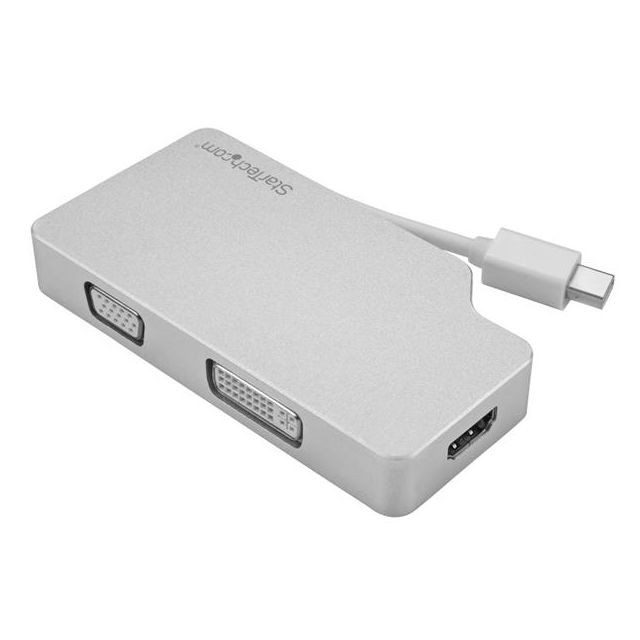Startech - Adaptateur de voyage audio/vidéo 3 en 1 - Mini DisplayPort vers VGA, DVI ou HDMI - 4K - Aluminium - Convertisseur Audio et Vidéo  Startech