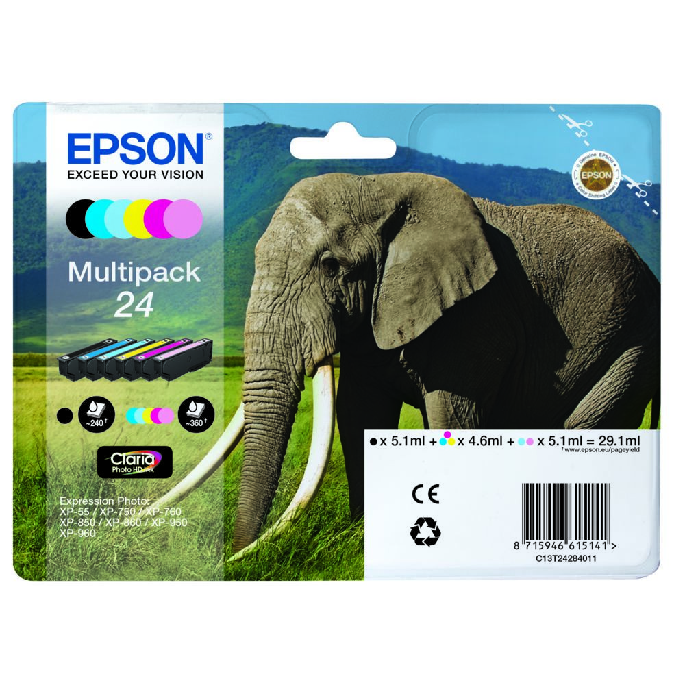 Cartouche d'encre Epson Multipack 6 couleurs ""Eléphant"" - T2428
