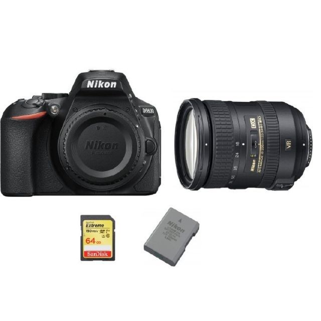 Nikon - NIKON D5600 + AF-S 18-200MM F3.5-5.6G ED VR II DX + 64GB SD card + NIKON EN-EL14A Battery Nikon  - Reflex Numérique
