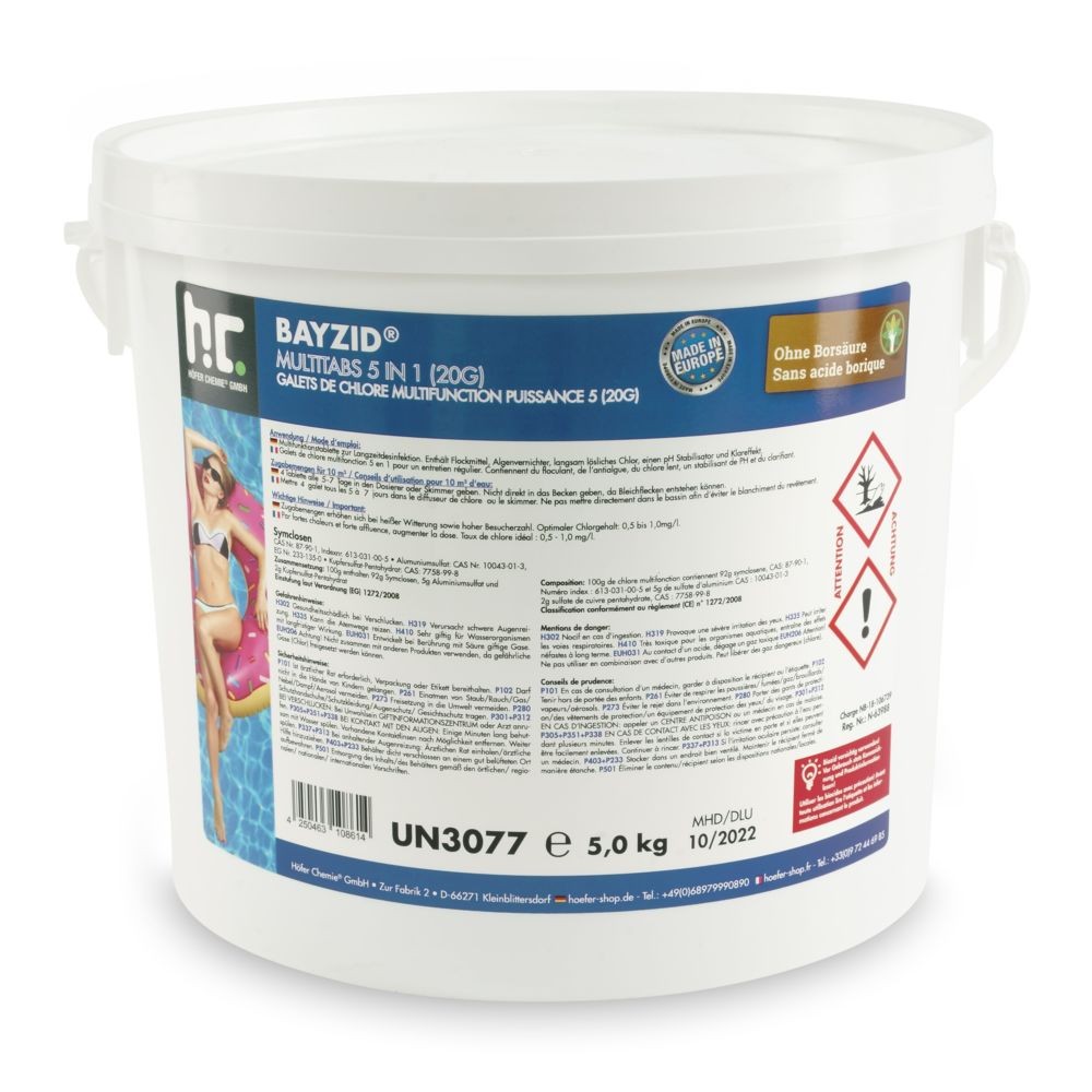 Hoefer Chemie 5 Kg Bayzid® Pastilles de chlore multifonction (20g) (1 x 5 kg)