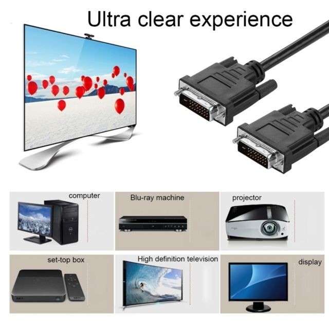Câble Ecran - DVI et VGA Câble vidéo DVI-D double liaison 24 + 1 broches mâle vers M / M, longueur: 1,5 m