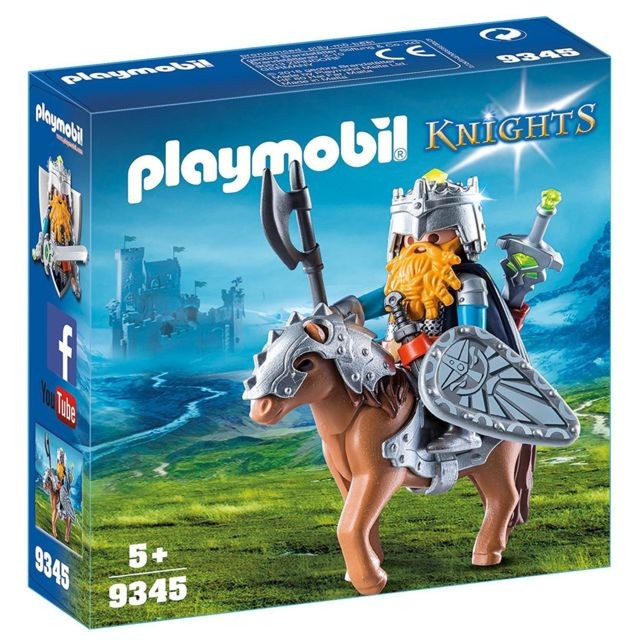 Playmobil - PLAYMOBIL 9345 Chevaliers - Combattant nain et poney Playmobil  - Playmobil