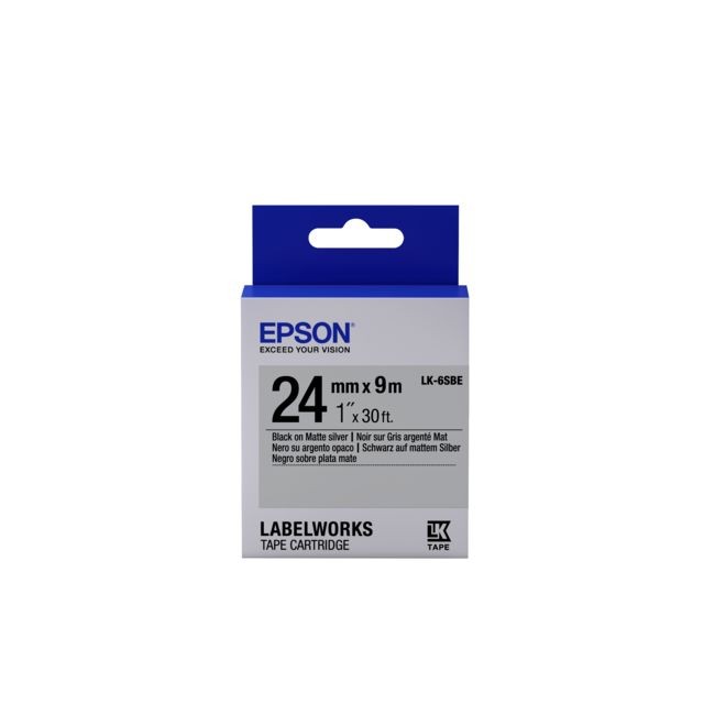 Epson - Epson LK-6SBE - Mat - Noir sur Argent Mat - 24mmx9m Epson - Bonnes affaires Epson
