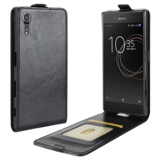 HualuBro Coque Sony Xperia XZ/XZs Noir Premium Étui en Cuir PU Leather Wallet Portefeuille Housse Flip Case Cover avec Cartes Slots pour Sony Xperia XZ/XZs Smartphone 