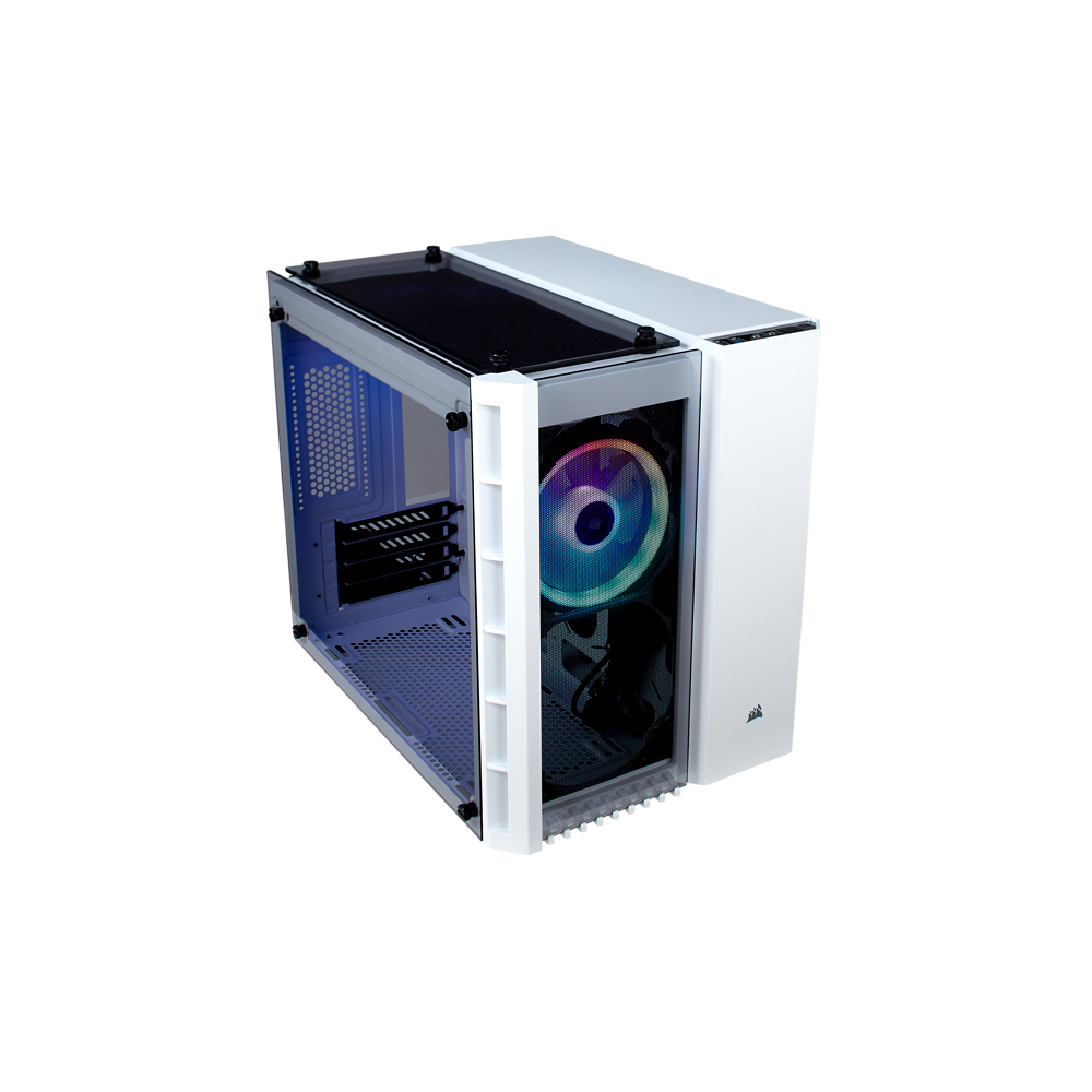 Corsair - CRYSTAL SERIES 280X - Micro-ATX - RGB - Blanc Neige - Avec  fenêtre - Boitier PC - Rue du Commerce