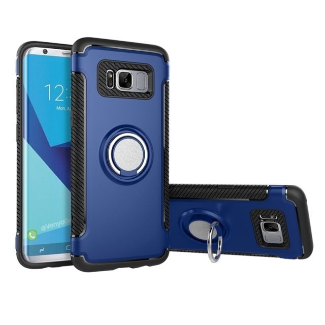 Coque, étui smartphone Wewoo Coque renforcée bleu pour Samsung Galaxy S8 + / G9550 Anneau de Téléphone Armure TPU + PC 360 Degrés de Rotation Magnétique Stent Combinaison Cas
