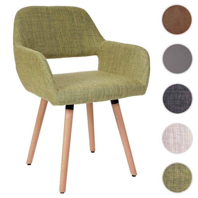 vert clair design rétro ~ tissu Chaise de salle à manger Altena II fauteuil 