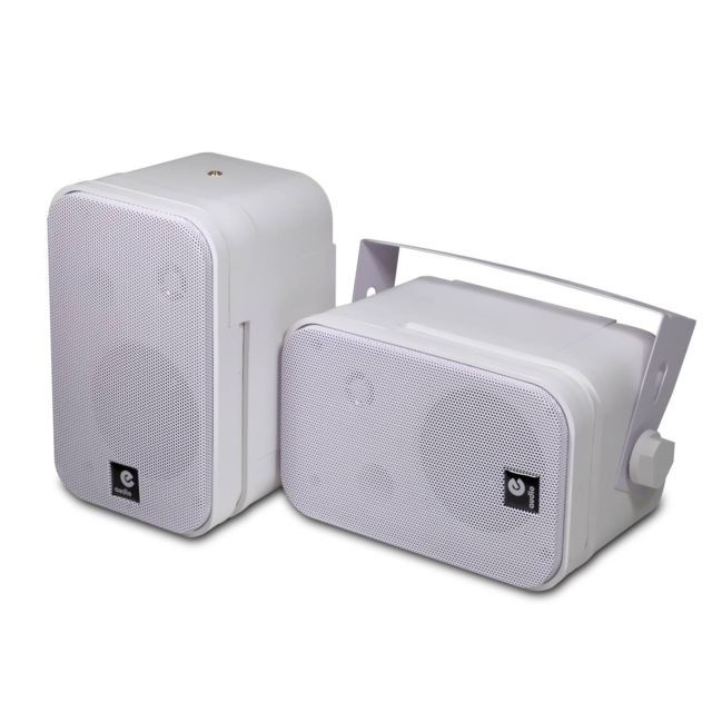 E-Audio - Paire de mini enceintes B418 100W blanches 3,5"" 2 voies de haute qualité - Enceintes Hifi Sans bluetooth