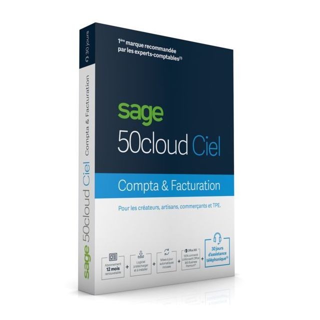 Sage - 50c Ciel Compta+Facturation +30j d'assistance Sage   - Compta et Gestion