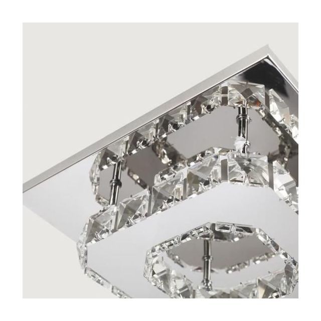 Stoex Moderne LED Plafonnier Cristal Miroir Acier Inoxydable Luminaire Lustre Eclairage 12W Blanc chaud