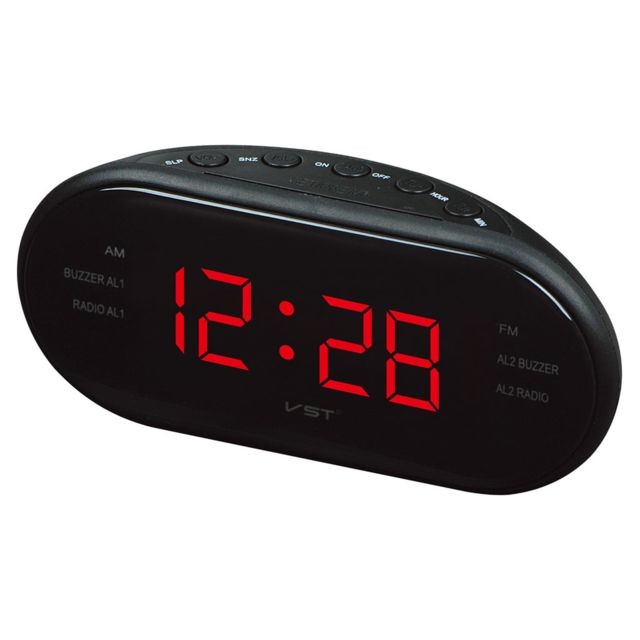 marque generique - Horloge d'affichage numérique LED am fm radio-réveil avec double alarme eu rouge - Radio Reveil CD Réveil