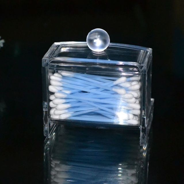 Boîte de rangement Boîte de rangement de bâtonnets de cotons-tiges transparentsÉtui acrylique pour organisateur de maquillage Transparent