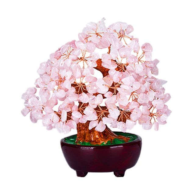 marque generique Mini cristal argent arbre bonsaï style feng shui arbre bureau à domicile décor rose
