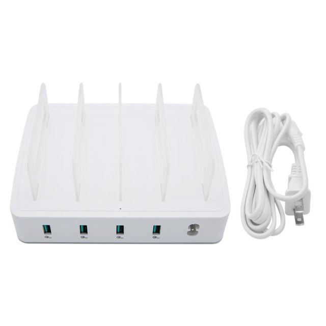 Wewoo - Station de recharge 659Q 80W 4 ports QC3.0 Chargeur rapide USB intelligent avec support pour téléphone et tabletteprise US blanc Wewoo  - Telephone usb