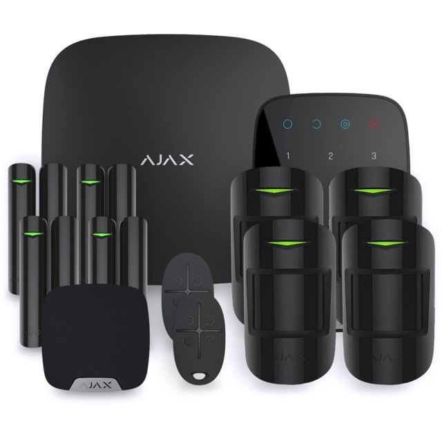 Ajax Systems - Ajax StarterKit noir - Kit 4 Ajax Systems  - Accessoires sécurité connectée Ajax Systems